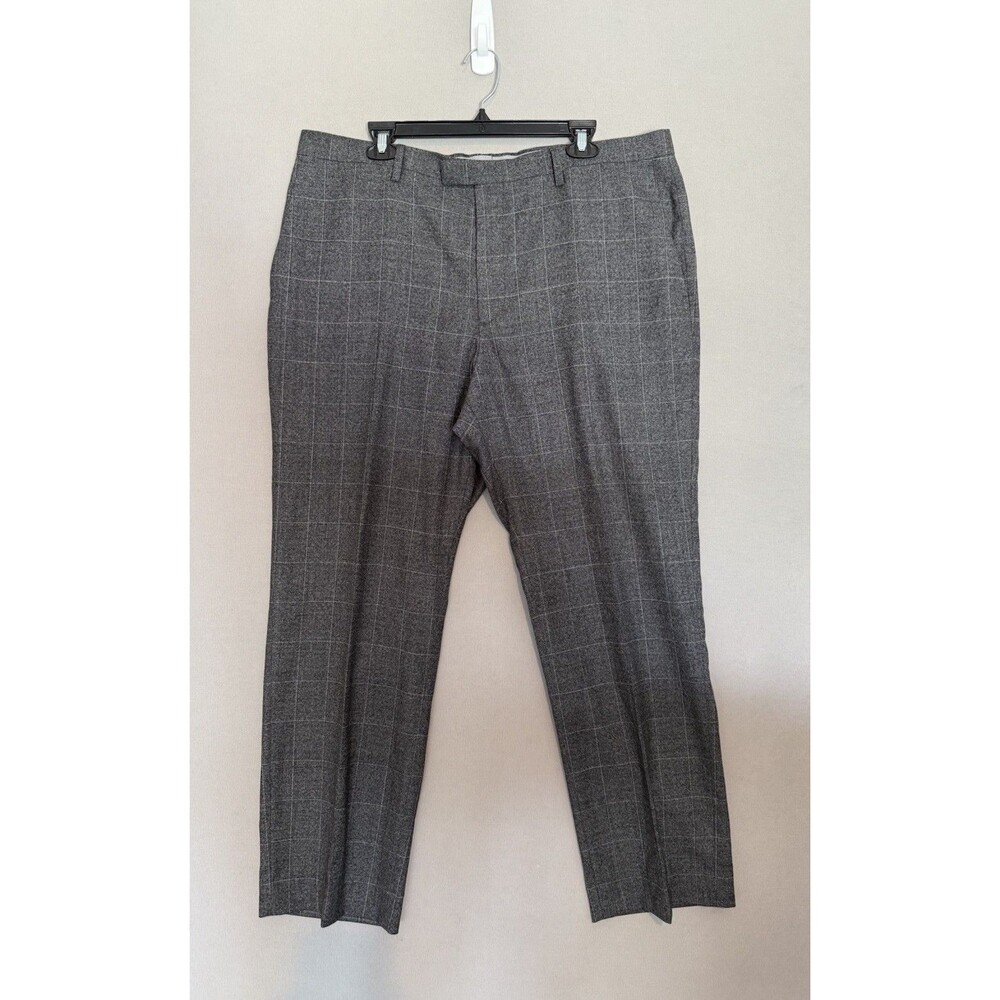 Banana Republic Slim Marzotto Wool Dress Pants 38x32 Gray Mens Casual Suit Plaid